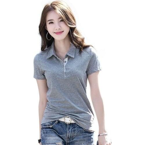 Women Formal Short Sleeve Office Henley Button Turn Down Collared Tops