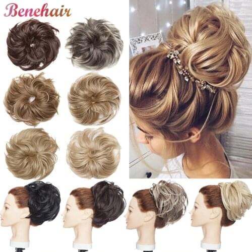 BENEHAIR Messy Hair Bun Women Chignon Wrap Around Ponytail Synthetic Hair Extension Hairpieces For Women Fake Hair Band Donut