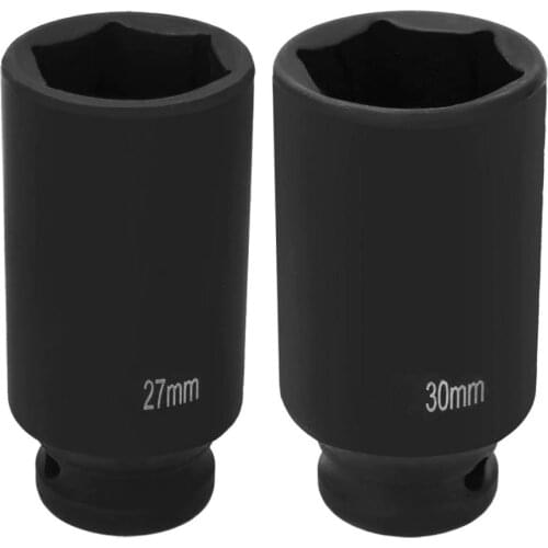 1/2in Drive 17/18/19/21/22/24/27/30mm Metric Deep Hex Impact Socket 6 Point Pneumatic Air Ratchet Wrench Socket Repair Tools Set