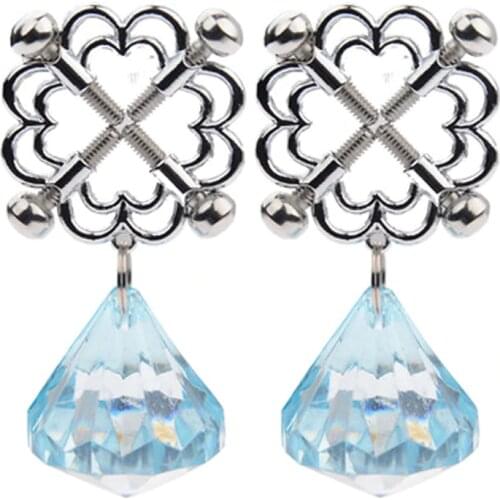 1Pair Metal Bondage Nipple Clamps sexy Chain Nipple Clips Slave SM Women Toys Adult Sex Games Breast Clover Clamps