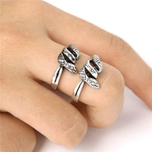 1PCS Retro Punk Exaggerated Spirit Snake Ring Fashion Personality Stereoscopic Opening Adjustable Finger Ring Jewelry Unisex
