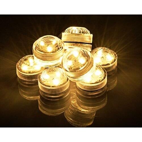10pcs/lot 3smds remote controlled submersible Led tealight candle lamp waterproof Wedding/Xmas/Valentine table decor-Warm white