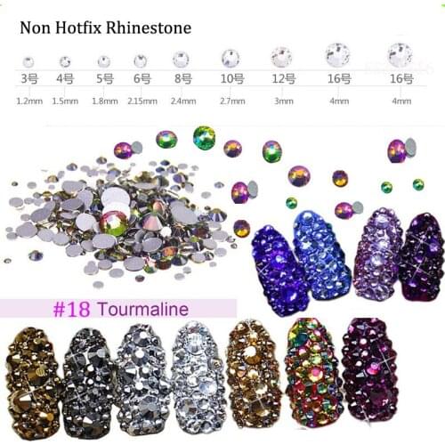 1440PCS SS3-SS16 CRYSTAL FOIL FLAT BACK GLASS RHINESTONES NON-HOTFIX SS3/4/5/6/8/10/12/16 NAIL ART ROUND GLASS GEM RHINESTONE 18