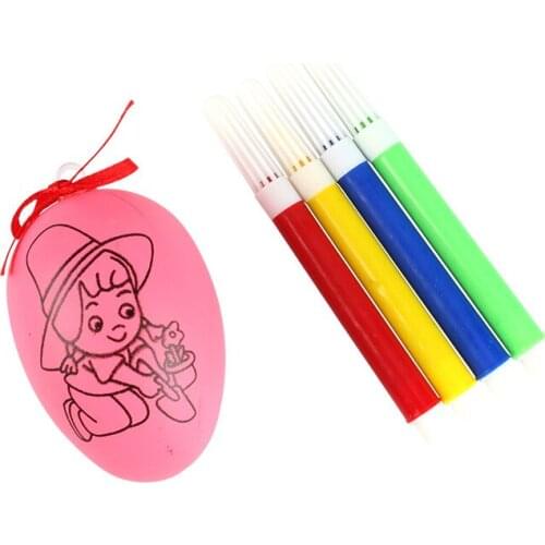 2 pcs/set kids DIY Easter egg creative handmade toys with cartoon Painting duck eggs child educational painted artificial egg