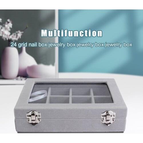 24 Grids Velvet Glass Jewellery Ring Display Organiser Box Multifunction Necklace Earring Ring Storage Box Jewelry Organizer