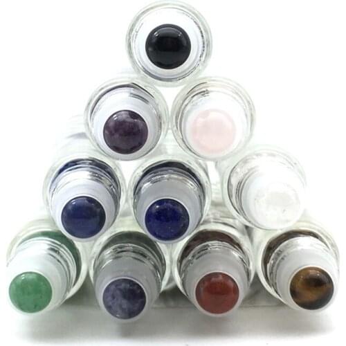 3pcs Natural Gemstone Roller Ball Fit 5ml 10ml Thick Glass Essential Oil Roll On Thick Glass Bottles Accessories