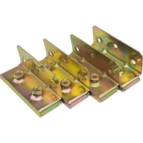 4pcs/set Furniture Bed Connectors Hinges Iron Zinc Plated Fixed bed Wood Board Bracket L Type Corners Home Hardware Accessories