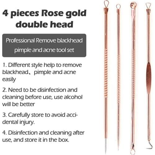 4Pcs Stainless Steel Blackhead Acne Remover Neddles Facial Cleanser Needle Pimple Spot Extractor Beauty Skin Care Tools