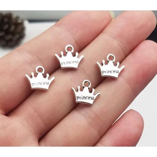50pcs/lot--13x10mm, Antique silver plated Princess Crown charms,DIY supplies, Jewelry accessories