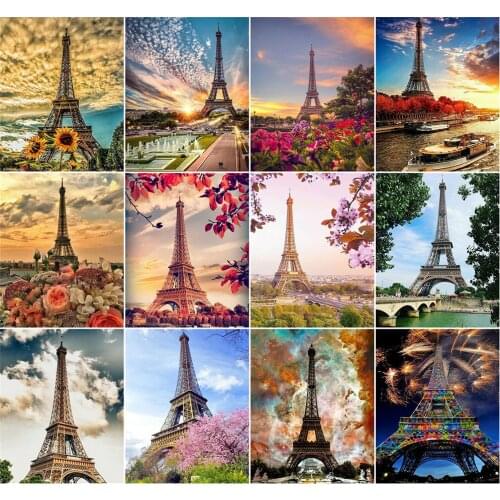 AZQSD 40x50cm Coloring By Numbers City Landscape Home Decoration DIY Oil Painting By Numbers Tower Acrylic Paint Handmade Gift