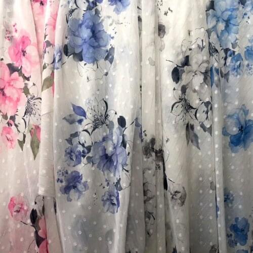 Metallic Floral chiffon swissdot shiny dress fabric light glittery soft DIY fabric qualified dress blouse fabric