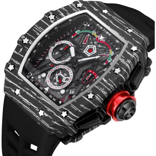 PINTIME Sport Watch Men Hip Hop Chronograph Military Mens Watches Top Brand Luxury Waterproof Clock Reloj Hombre Relogio Montre