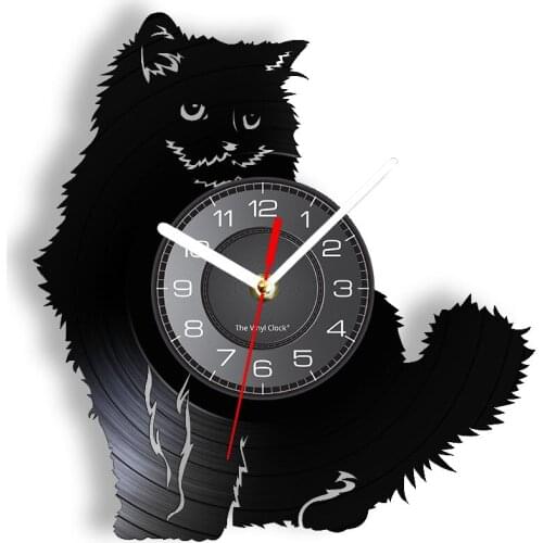 Ragdoll Cat Breed Shadow Art Vinyl Record Wall Clock Cat Home Decor Retro Album Clock Pet Shop Accessories Kitten Cat Lover Gift
