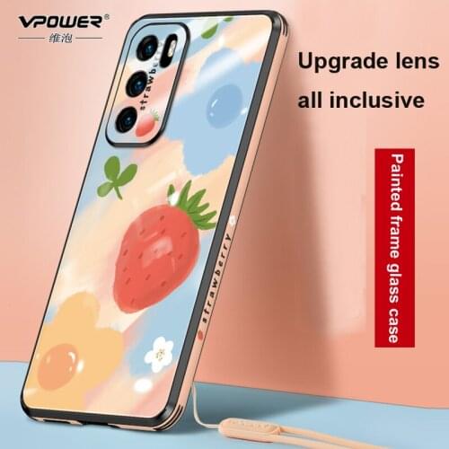 Oil painting style Painted Case +frame For Huawei P40 Pro P40 pro + protection phone glass cases for huawei p 40 pro glass cover