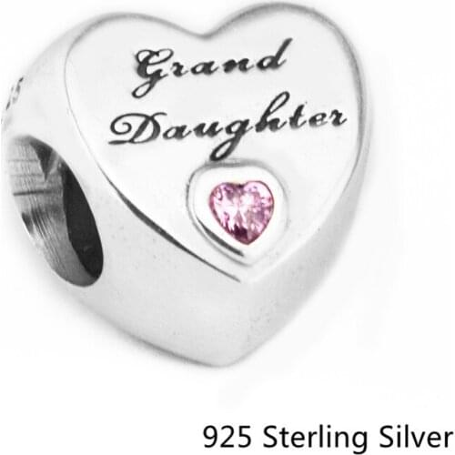 CKK Granddaughters Love Pink Charms 925 Sterling Silver Beads Original Jewelry Making Fits For Bracelets