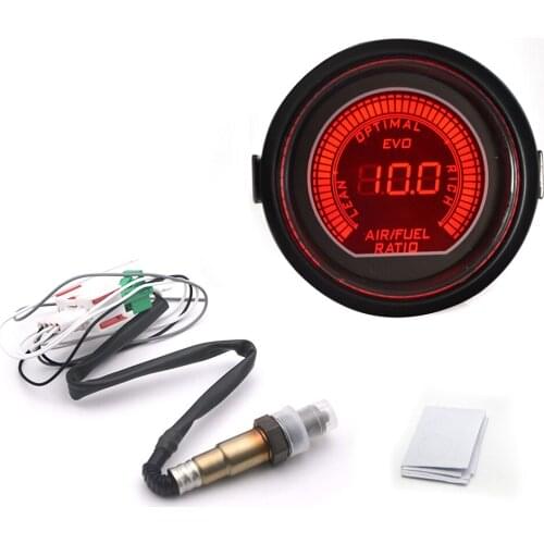52mm Air Fuel Ratio Gauge Blue/Red Dual Led Color Digital With Narrowband O2 Oxygen Sensor Car Gauge Fit for 12V Car