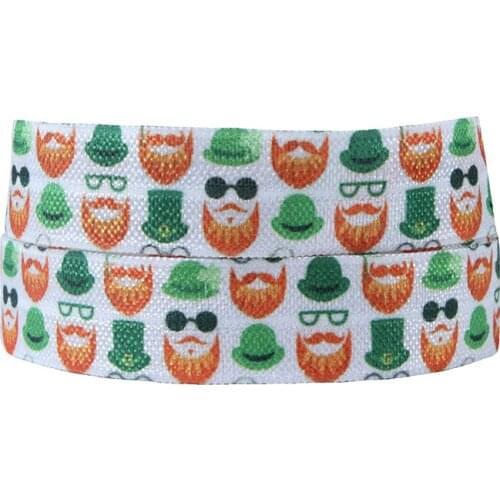 FLRA FOE (100yards/lot) Free shipping shamrock mustache fold over elastic