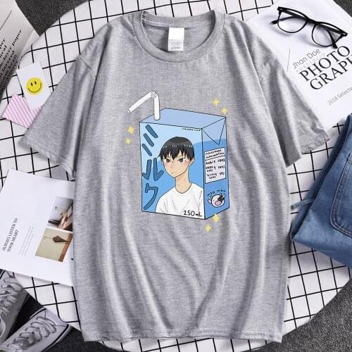 Kageyama Milk Cute Cartoon Prints T-Shirt Cartoon Fashion Clothing Oversized S-XXXL Mans T Shirt Summer Vintage T Shirts Men