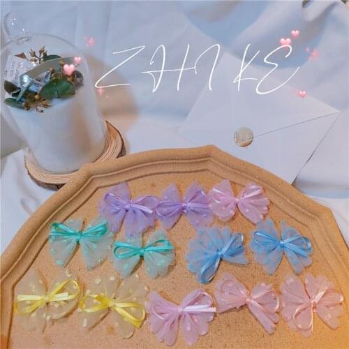 4.5*9cm 10pcs/lot flower cotton bow DIY Tie Shaped Appliques Satin Ribbon Bow Appliques Craft DIY Wedding Decoration