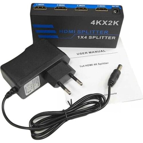 Hdmi Splitter Full Hd 1080P Video Hdmi Switch Switcher 1X4 4 Port Hub 4Kx2K Dual Display For Hdtv Dvd Ps3 Xbox