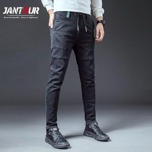 Jantour Brand Men Black Jeans 2020 Autumn New Kpop Clothes Fashion High Street Style Male Trousers Cotton Elastic Denim Pants