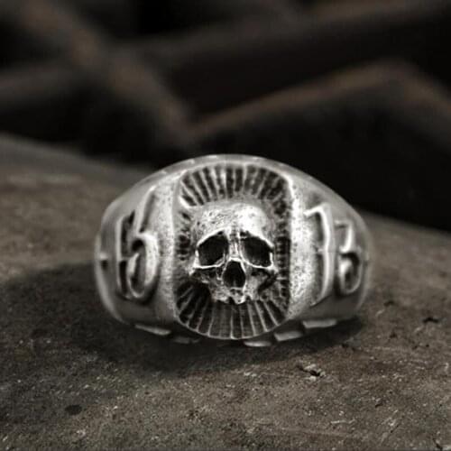 Wholesale Stainless Steel Gothic Skull 13Lucky ring 2020 trend Hiphop Rock Roll Gothic Jewelry Unique Gift Anillos Para Hombre