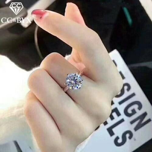 CC Rings For Women Silver Color Ring 1.25 Carat Wedding Engagement Bridal Jewelry Accessories Drop Shipping Service CC633