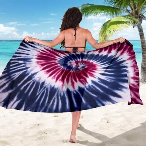 Red White Blue Tie Dye Sarong 3D printed Towel Summer Seaside resort Casual Bohemian style Beach Towel 02