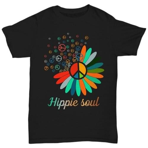 Love Peace Sign Hippie Soul T-Shirt Gift Life Flower Good Vibe Hippy Unisex Tee
