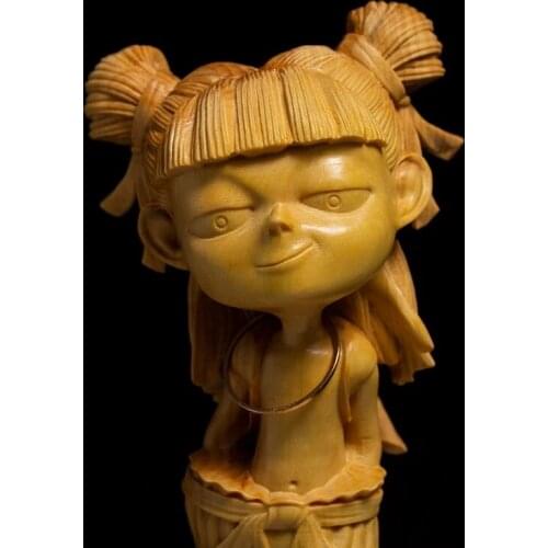 10/12/15CM Solid Wood Magic Boy Adventurous Car Decoration Carving Handicraft Figures Woodcarving Cute Little Nazha