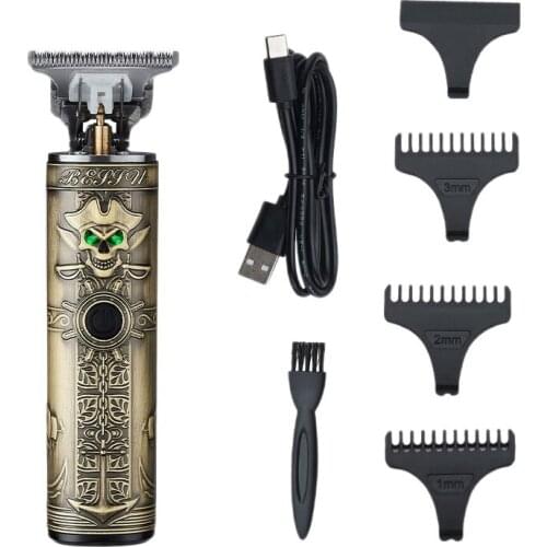 USB Rechargeable T9 Baldheaded Hair Clipper Hair Trimmer Cordless Shaver Trimmer 0mm Men Barber Hair Cutting Machine