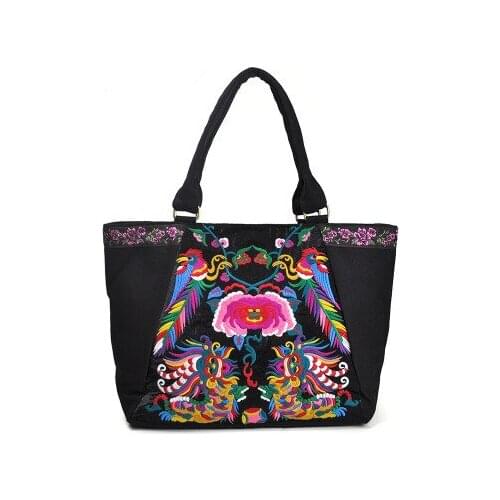 Fashion National embroidery women shopping handbags!Nice floral embroidered lady One-Shoulder bags All-match canvas Casual totes