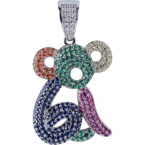 TOPGRILLZ Iced Out Monkey Charm Pendant Necklace Men With Tennis Chain Hip Hop Gold Silver Color Chain Fashion Jewelry Gifts