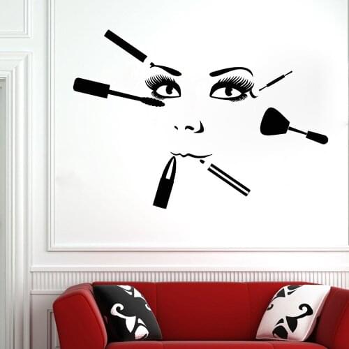 Beauty Salon Wall Decal Woman Face Eyelashes Lashes Eyebrows Brows Wall Sticker Beauty Salon Window Decoration Stickers X479