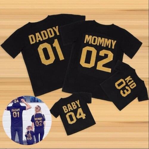 Family Look Outfits Summer Fashion Dad Mum Baby T-shirts Outerwear Number Printed Family Matching Outfits Clothes Tee Shirt