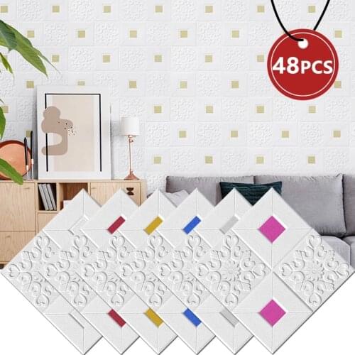 35*35CM 3D Wall Stickers Bedroom Decor Waterproof Self Adhesive DIY Foam Wallpaper For Living Room Kitchen TV Backdrop Decals