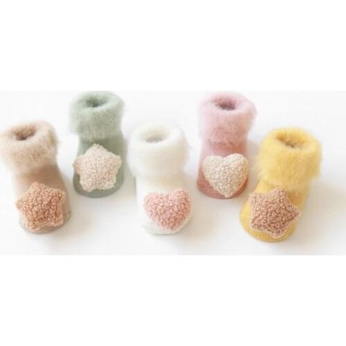 Toddler Indoor Sock Shoes Newborn Baby Socks Winter Thick Terry Cotton Baby Girl Sock with Rubber Soles Infant Sock Boots