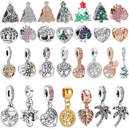 New Leaves Family Tree Coconut Tree Christmas Tree Pendant Fit Pandora Charms Bracelets DIY Women Original Beads wholesal Custom