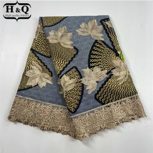 H&Q latest style 6 yards/lot african batik lace wax fabric embroidery nigerian lace 100% cotton wax fabric for party dress H0706