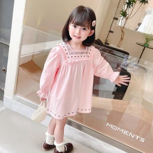 Girl Dress Kids Baby Gown 2021 White Pink Spring Autumn Toddler Outwear Party Wedding Princess Tutu Dresses Cotton Children Clot