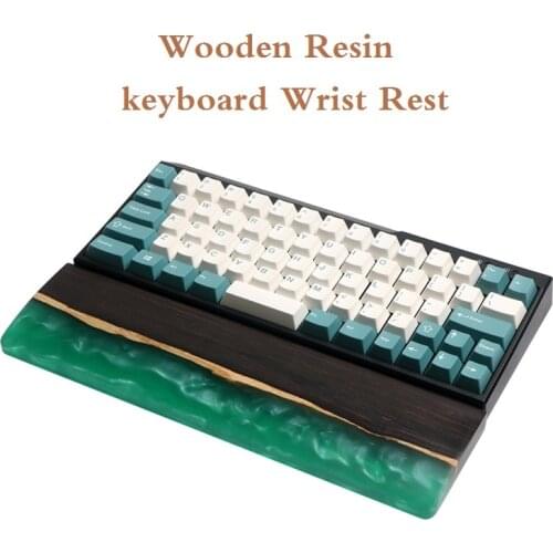 Resin Wooden Wrist Rest Pad For Mechanical Keyboard Grey Purple Blue Palm Rest 60 87 104 Keyboard Wood Tray Pads For GK61 RK87