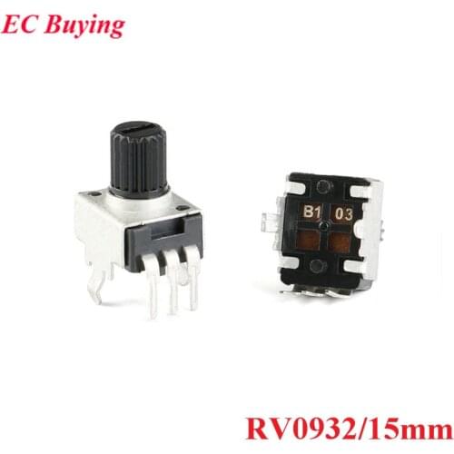 10pcs RV0932 Potentiometer Adjustable Handle 15MM Round Shaft Potentiometer 1K/102 5K/502 10K/103 50K/503 100K/104 WH09 0932