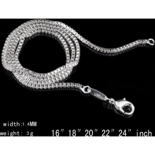 Simple Silver Plated box Chain Necklace for Woman 16-24 inch width 1.4 mm Dropshipping Wholesale