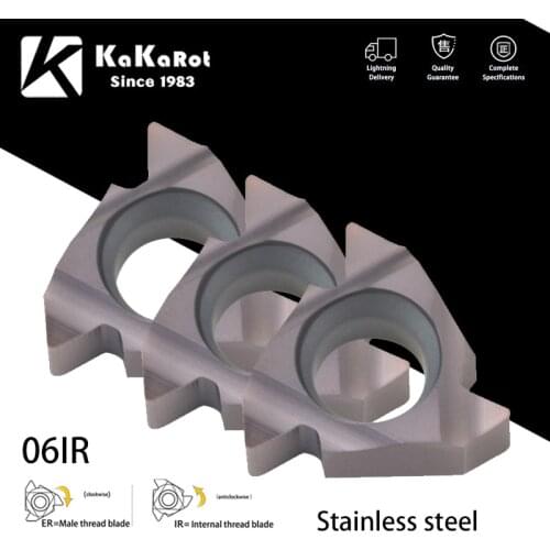 KaKarot Thread Insert 06IR 0.5/0.75/1.0/1.25/1.5/1.75 ISO A55 A60 Pitch Carbide Thread Insert Thread SNR CNC Lathe Steel