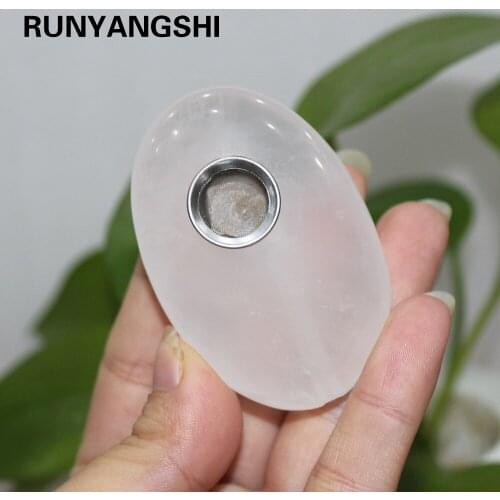 Runyangshi 1pc Natural clear quartz hand carved white crystal stone smoking pipes smoky weed pipe tobacco
