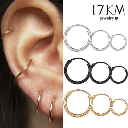 Punk 3 Size Simple Circle Small Hoop Earrings For Women Girl Hip-hop Gold Silver Color Geometric Round Earring Jewelry