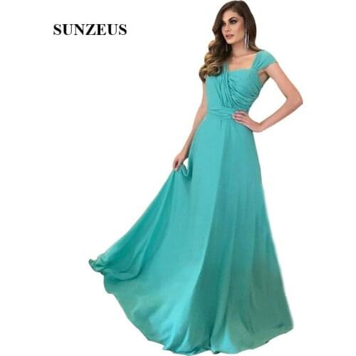2020 New Turquoise Chiffon Bridesmaid Gowns A-line Floor Length Long Wedding Party Dress vestidos de mujer