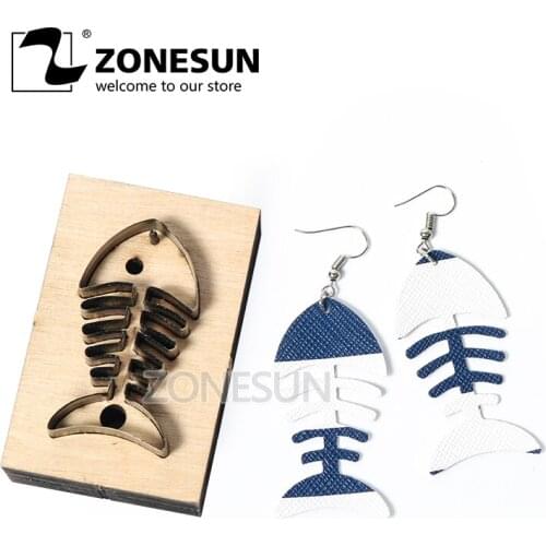 ZONESUN Custom Fishbone Leather Earring Paper Cutting Die Tool For Die Cutting Machine DIY Punching Clicker Steel Rule Die