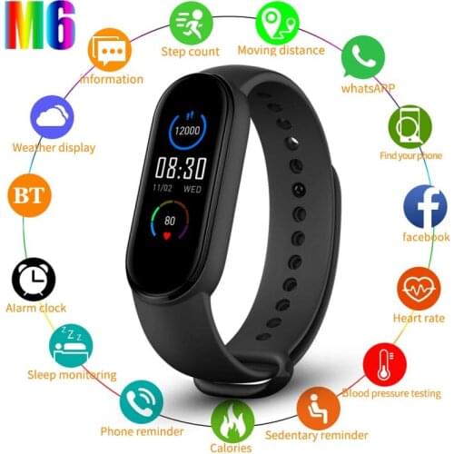 M6 Smart Bracelet Pedometer Blood Pressure Heart Rate Meter step Health Monitoring Mobile Phone Monitoring Sports Bracelet M6