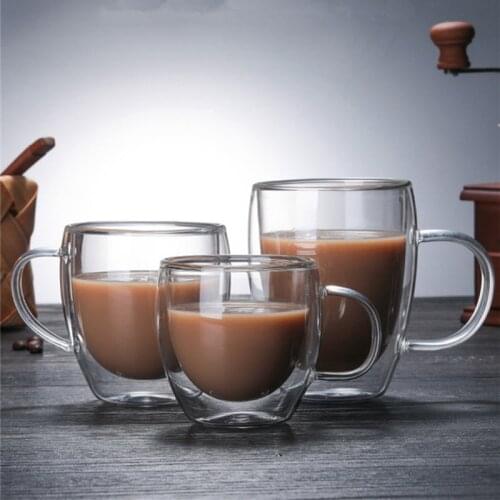 150/250/350/450ml Heat-resistant Double Wall Glass Cup Beer Coffee Cups Handmade Healthy Drink Mug Tea Mugs Drinkware